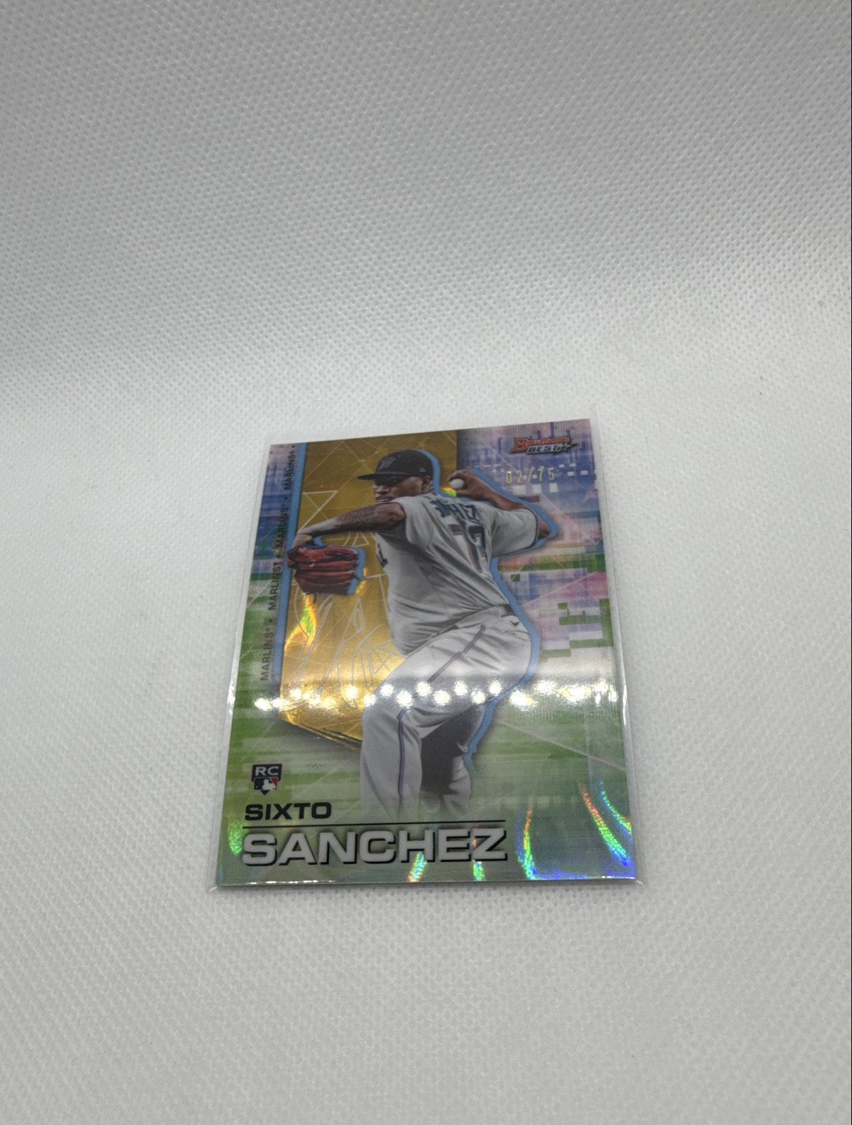 2021 Bowman's Best - Sixto Sanchez #60 Gold Lava Refractor /75 (RC)