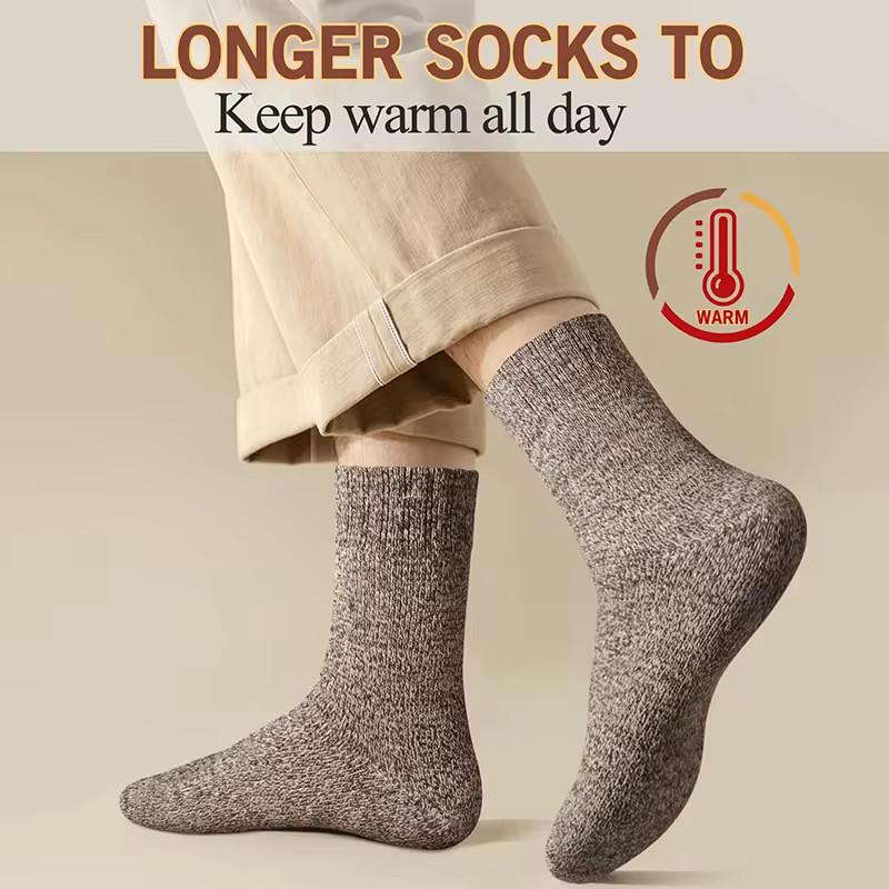 3 Pairs Men’s Winter Warm Thick Wool Socks Towel Bottom Anti-Cold Snow Socks image 6