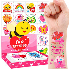 96 PCS Valentine'S Day Temporary Tattoos, Funny Puns Tattoo Stickers for Kids Va
