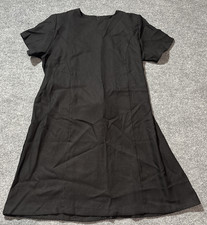 Anthony Richards Dress Women Large Black Solid Midi Vintage Short Sleeve Emo