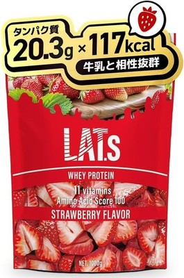 LATs Protein Whey 1kg Erdbeergeschmack High Protein Low Carbohydrate Intake JP