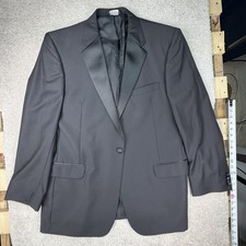 JoS. A. Bank Tuxedo Jacket Satin Lapels SZ 46 LG Black 100 Wool