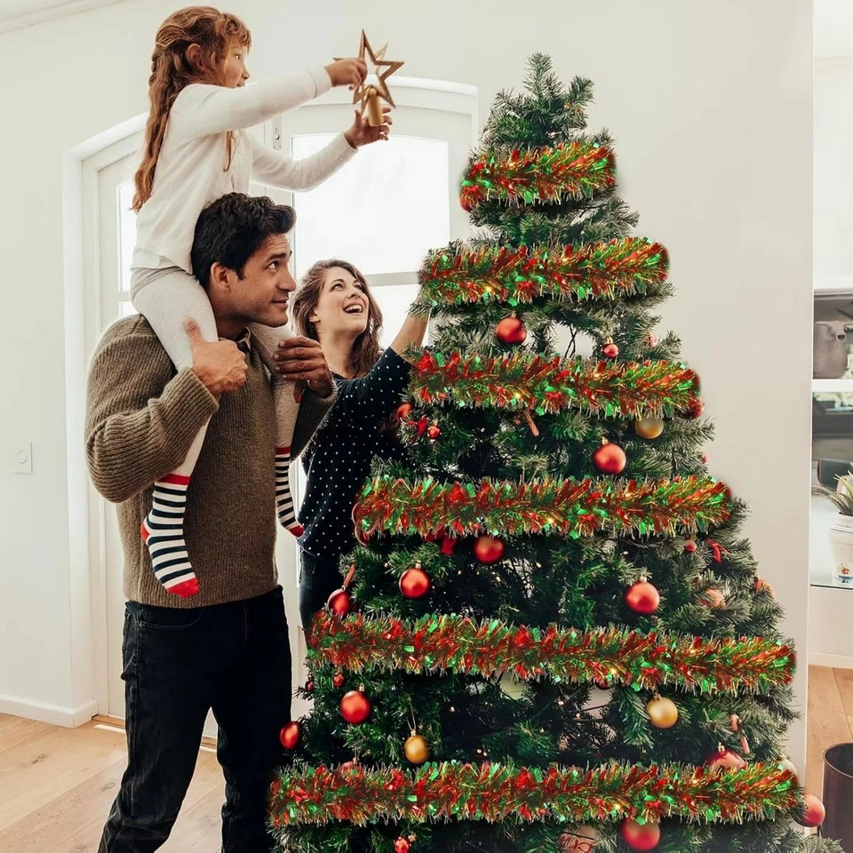 2M/50M Tinsel Chunky Christmas Tree Decoration Home Xmas Garland 20 Colours UK - Image 2 of 4