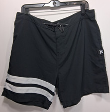 Hurley Mens Phantom Block Party Board Shorts Beach Swimwear Black White Sz 34