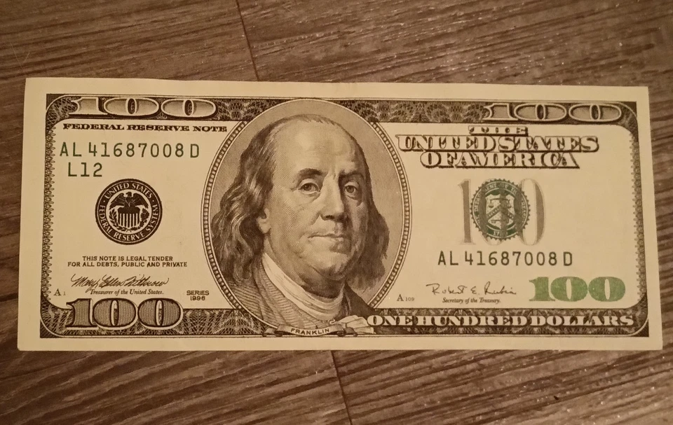 $100 Dollar Bill 1996 Series Old Vintage Crisp AL41687008D Currency Note USA - Image 4 of 4