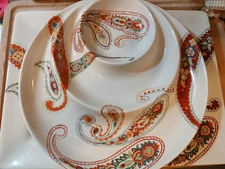 Multi Paisley Discontinued Table Top Plate And Chips And Dip Server