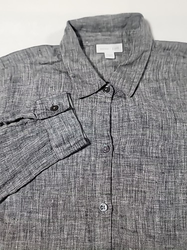 J Jill Love Linen Tunic Shirt Sz Small Chambray Button Up Lagenlook Side Split - 第 1/13 張圖片