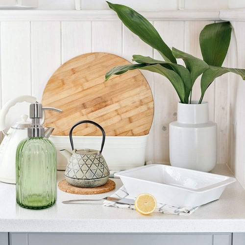 16oz Clear Hand soap Dispenser, with Rust Proof Stainless Steel Pumps, Green - Picture 5 of 7