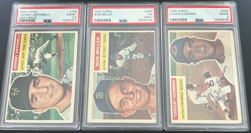 1956 Topps Lot #138 Antonelli #263 Miller #308 Harmon Low Grade PSA *Set Filler*