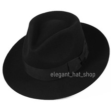 Classic Men's Wool Felt Godfather Gangster Mobster Gentleman Fedora Hat