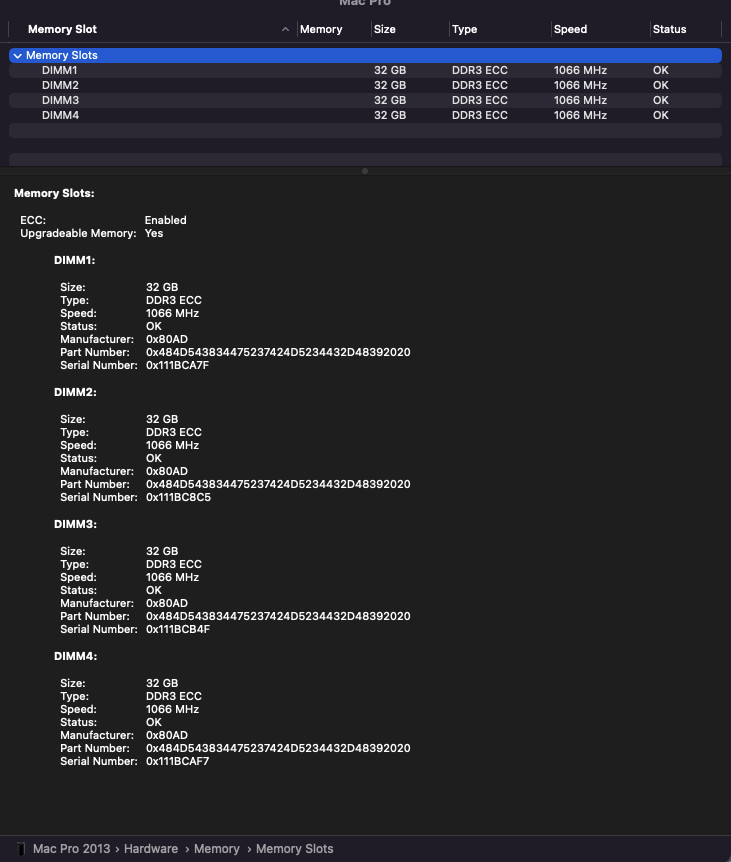 128GB (4 X 32GB) DDR3 1333 Apple Mac Pro Late 2013 A1481 Samsung Memory Fastest