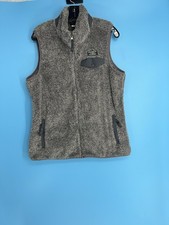 LL Bean Vest Mens Medium Gray Sherpa Fleece Full Zip Pockets Outdoor Hiking Pile