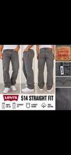 Levi  s 514 Straight Fit Jeans Men  s 38x30 Gray Denim 5 Pocket