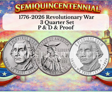 1776 - 2026 P D S REVOLUTIONARY WAR QUARTER GEM BU + PROOF         PRE-SALE  .