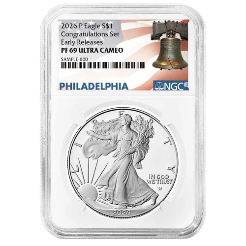 2026-P $1 1-oz Proof American Silver Eagle Congratulations Set NGC PF69UC ER