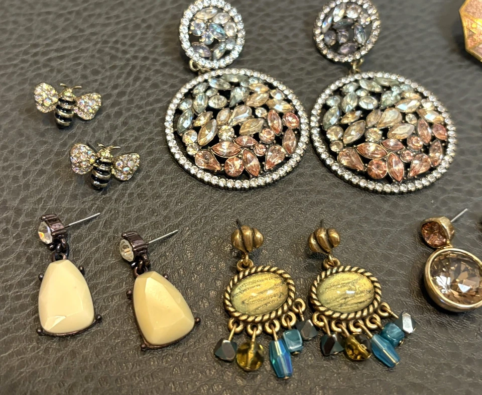 All Designer Betsey Johnson Jcrew AK BR Earrings Rhinestone Lot Dangle Pierced - image 2 of 4