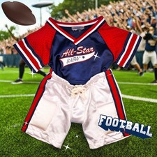 Build A Bear All Star Outfit BABW Football Jersey Shorts Red Blue Set Y2K