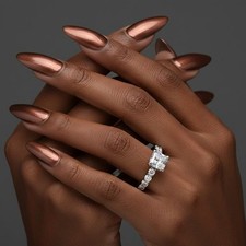 Engagement Ring Classic 14K White Gold 2.73 CT Princess Lab-Grown Diamond F VS1