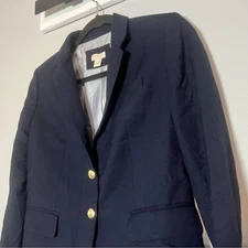 J. Crew Schoolboy Blazer Navy Blue Wool Blend Gold Buttons Size 2 Preppy