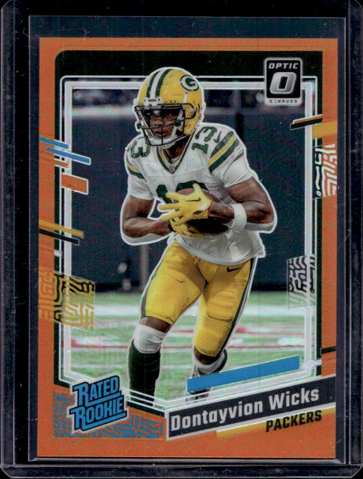 2023 Donruss Optic Dontayvion Wicks Orange Prizm Rated Rookie #73/249