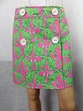 Lilly Pulitzer Mini Wrap Cotton Skirt Green Pink Giraffe Print Size 4