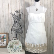 NWT Lilly Pulitzer Resort White LANE Dress with Gold Pineapple Trim Size 10