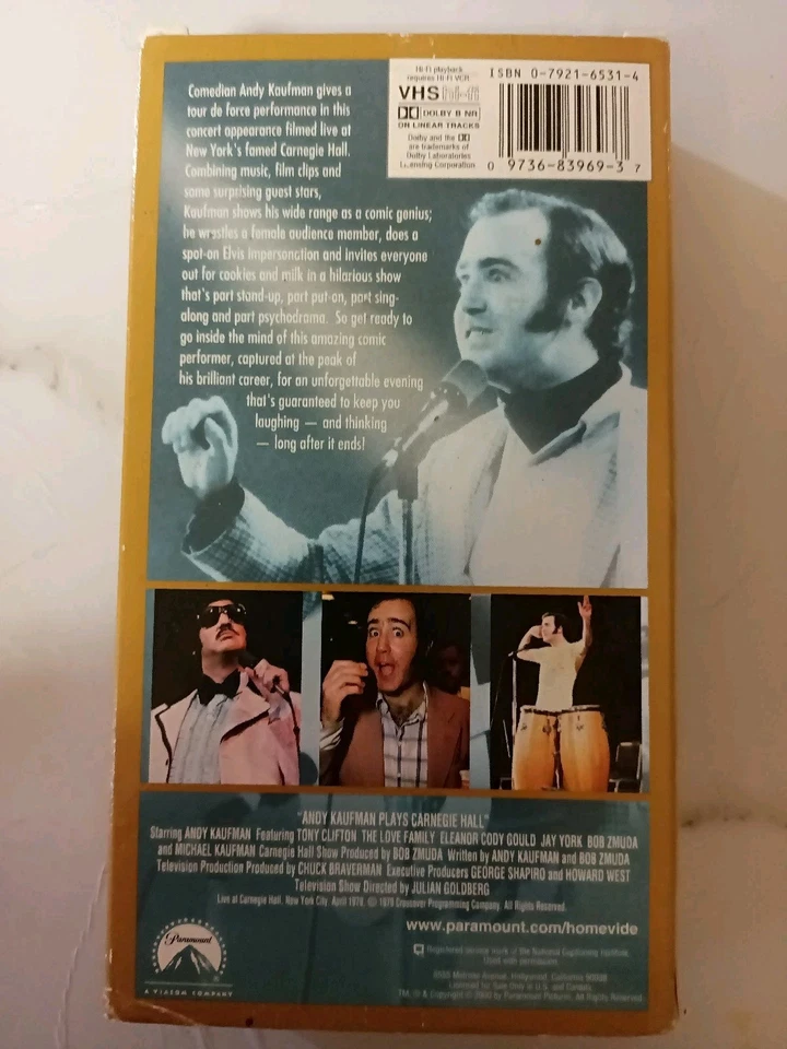 ANDY KAUFMAN Plays Carnegie Hall Rare Promo VHS Tape Never Before Seen Comedy Foto 2 de 3