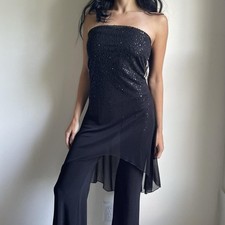 Vintage 90s Gothic Beaded Jumpsuit Size S Made In USA