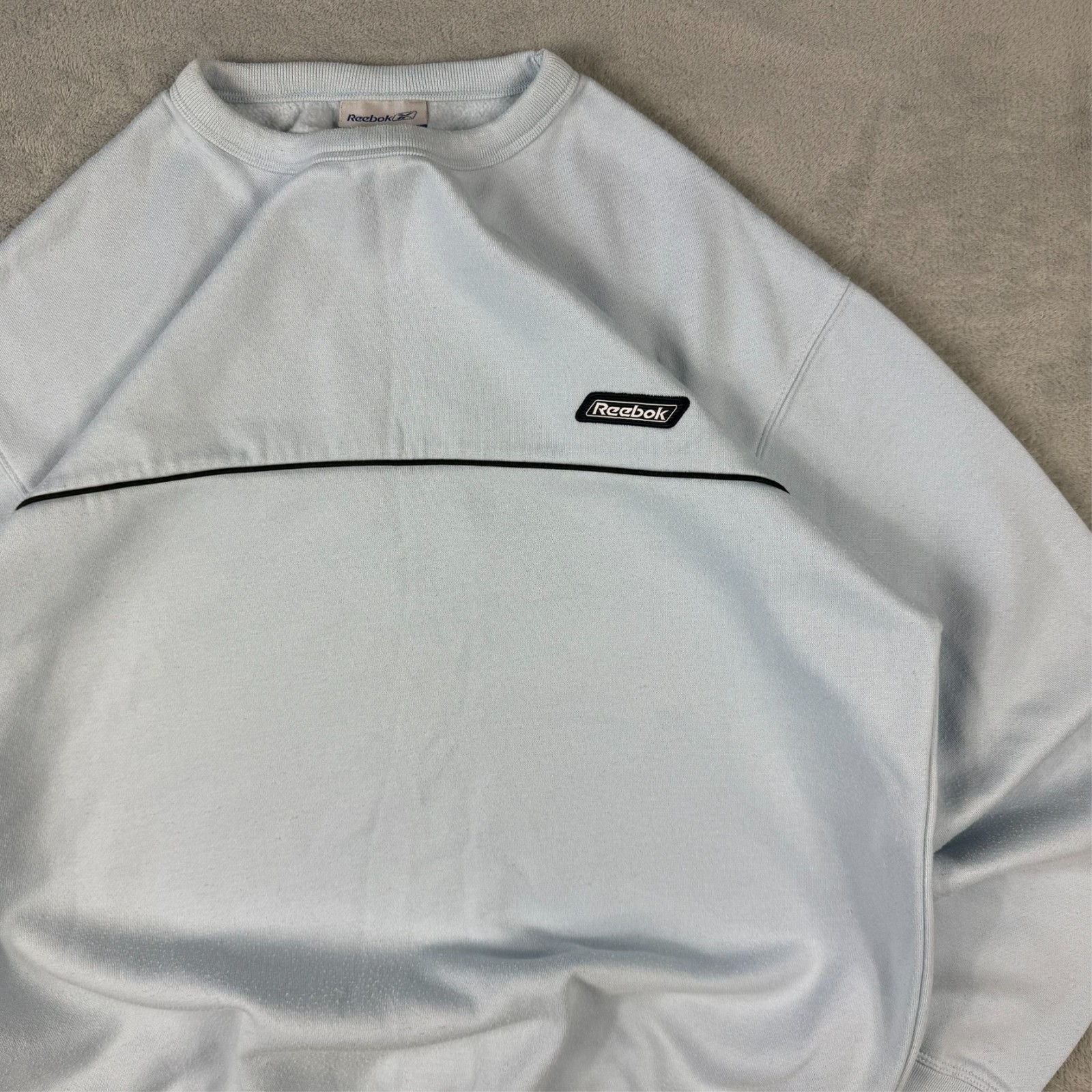 Vintage Reebok 2000's Y2K Baby Blue Spellout Oversized Small Pullover Sweatshirt image 4