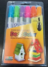 Marvy Uchida DecoColor Paint Markers 6 Oil Pens Bold Tip Hot Colors 300-6C