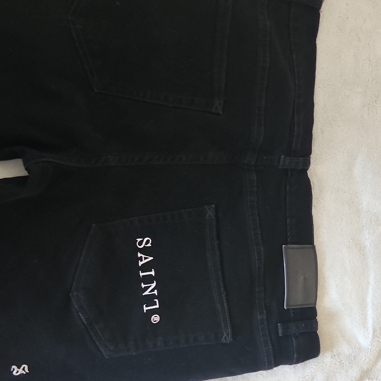 Saint Morta Black Distressed Plaid Patch Denim St… - image 4