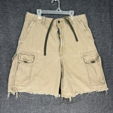 Vintage Y2K Abercrombie Fitch Cargo shorts Mens 32 M Brown drawstring raw hem