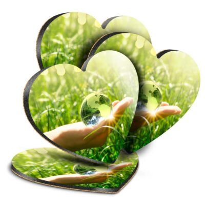 4x Herz MDF Untersetzer - Save the Planet Umwelt Erde #21484