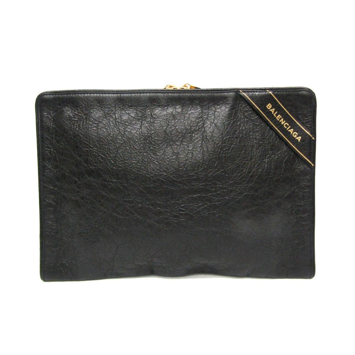 Balenciaga 466685 Men'S Women'S Leather Clutch Bag Black Balenciaga 466685 Men'S Women'S Leather Clutch Bag Black