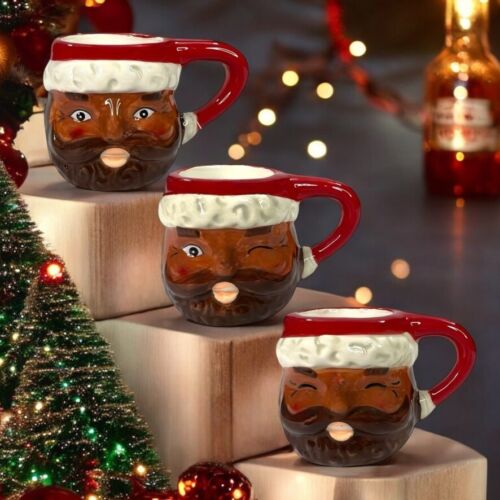 3 Stück Afroamerikanischer Weihnachtsmann Mini Tassen, Urlaub Schnapsgläser Ornamente Deko - Bild 23 von 24
