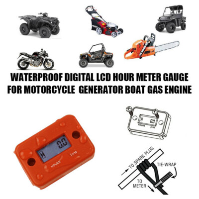 BLACK Inductive Waterproof Hour Meter Marine ATV Motorcycle Dirt Bike Sk Engine - Foto 14