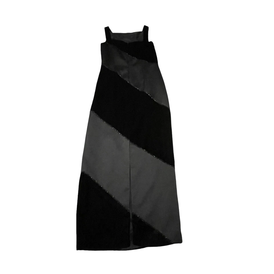 Винтажный Della Roufogali женщин 10 черный бархат атласный бисером Bias вечер коктейль - Изображение 2 из 4