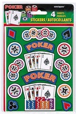 4 Sheets POKER Gambling Chips Cards Stickers NEW IN PACK 