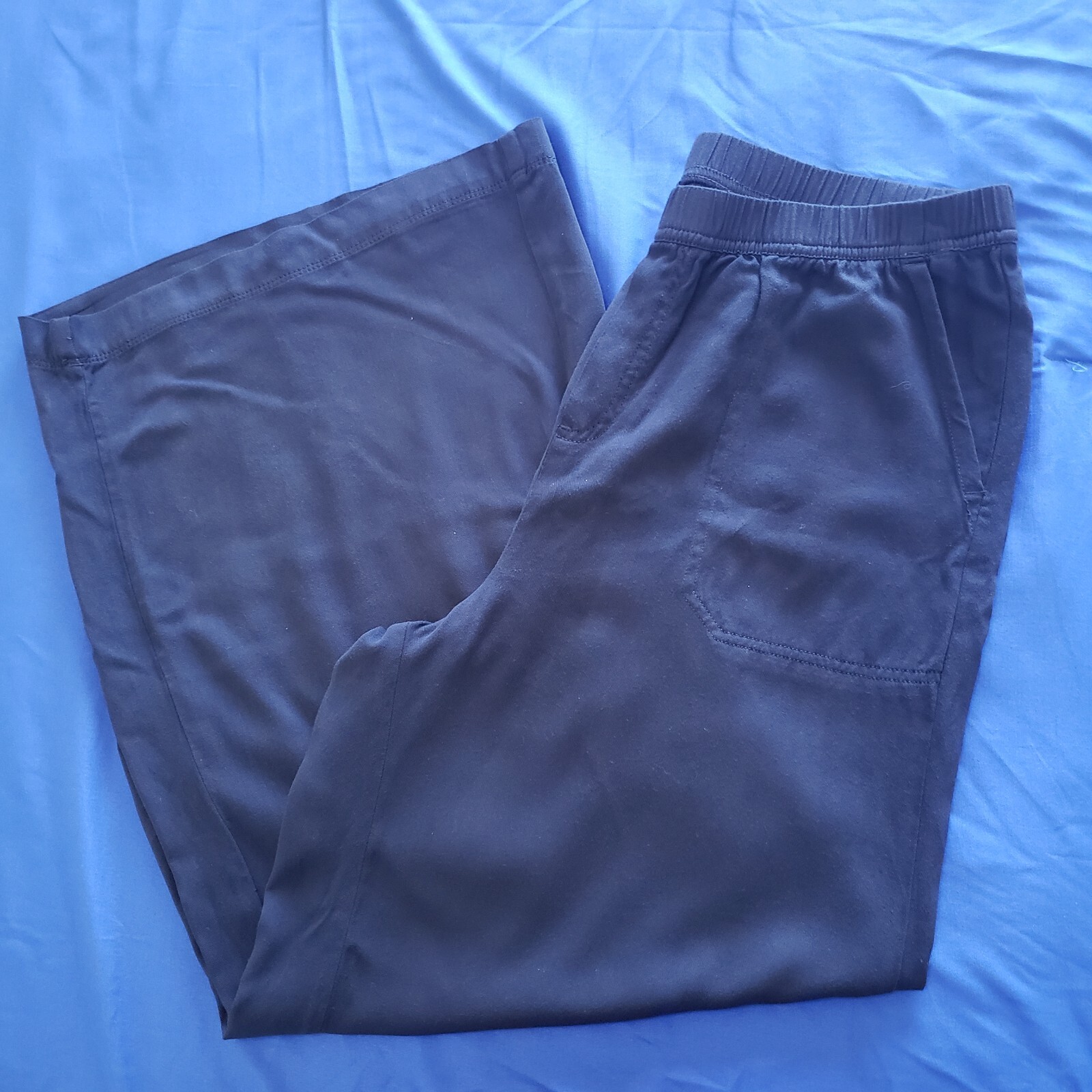 Splendid Navy Wide Leg Palazzo Pants Size L Viscose Minimalist Lagenlook with Pockets