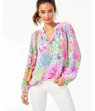 NEW AUTH LILLY PULITZER ELSA TOP -Multi Paradise Found SM