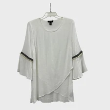 Alyx Top Women's XL White Layered Lightweight Gauzy Pullover Bouse