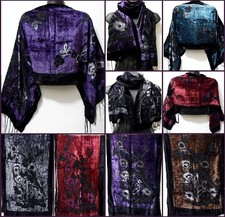 Evening Rose Flowers Floral Petal Leaf Velour Velvet Scarf Wrap Shawl Cocktail