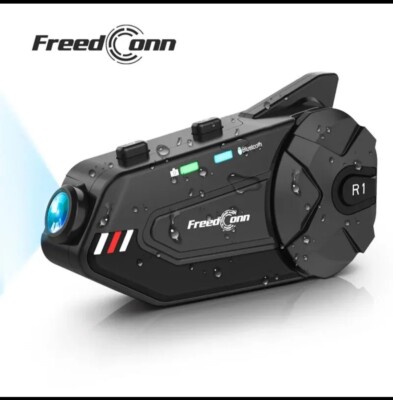 Freedconn R1 Plus 1000M Motorrad Helm Gegensprechanlage & Kamera Bluetooth Headset