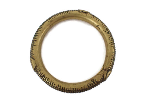 African Chad Cast Brass Currency Bracelet w/Green Verdigris Tribal Jewelry #24 - Picture 4 of 13