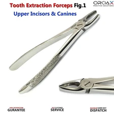 Tooth Extraction Forceps Fig.1 Dental Upper Molars Centrals Canines Incisors