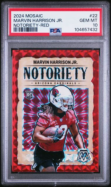 2024 Panini Mosaic #22 Marvin Harrison Jr Notoriety Red Mosaic Prizm PSA 10!!!