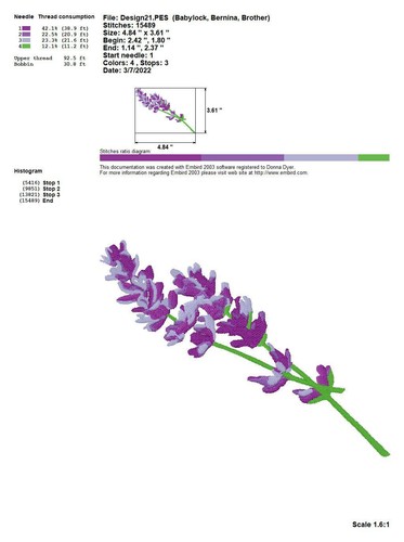 156 PURPLE LAVENDER FLOWERS Embroidery Machine Designs Patterns USB - Picture 7 of 12