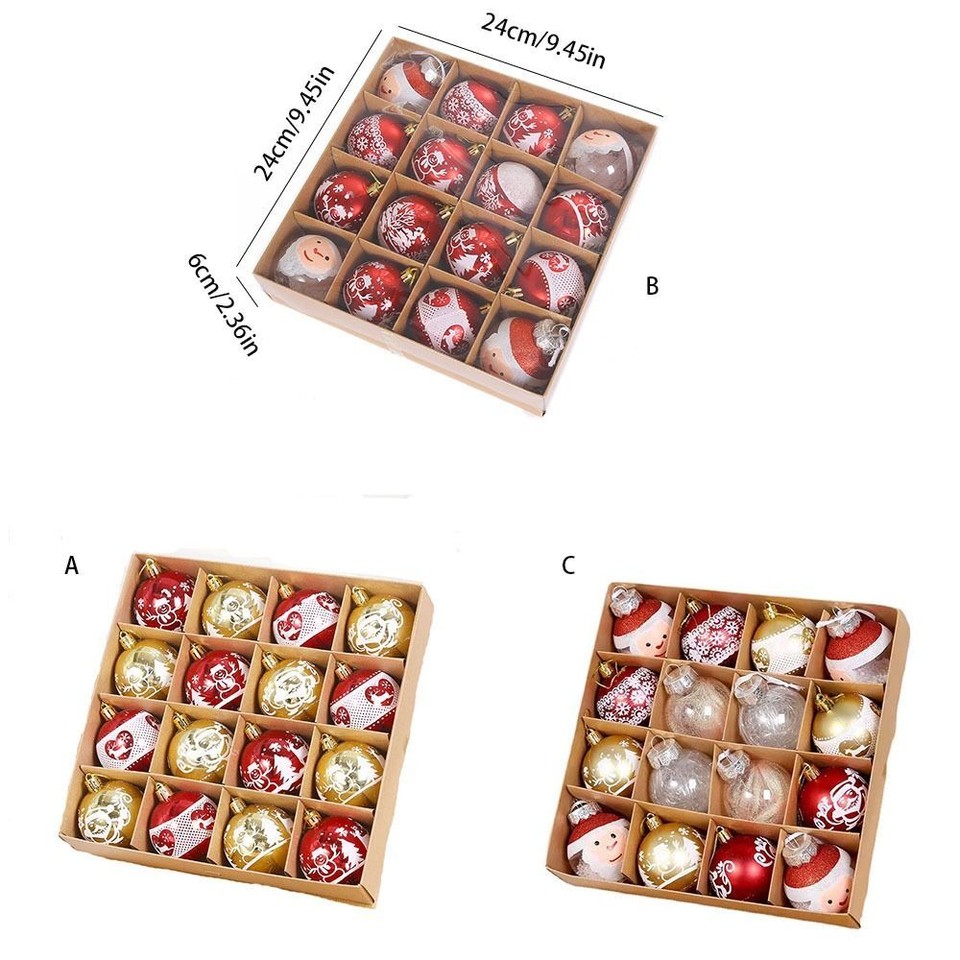 16pcs/set Clear Gift Ball Colorful Decorative Balls Set Christmas Tree