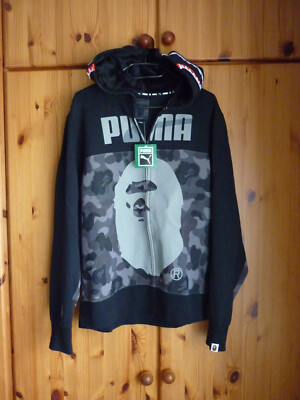 Original Bape x Puma Shark Hoodie Jacke Gr. L Camo schwarz