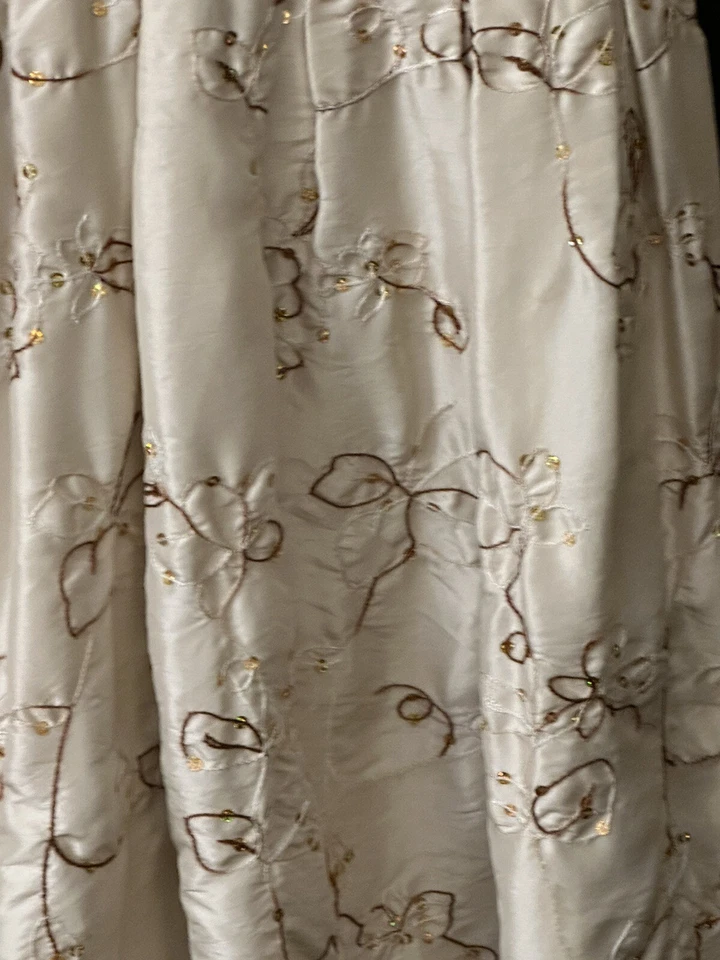 MUNECA Girls Sz 10 Cream Taffeta Sequin Brown Velvet Party Birthday Formal Dress - Image 3 of 4